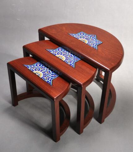 مجموعه عسلی سه تیکه نیمه بیضی