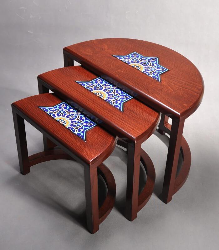 مجموعه عسلی سه تیکه نیمه بیضی